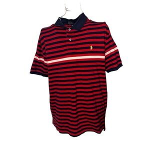 Polo Ralph Lauren Men's Polo Shirt Regular Classic Fit  Red/Navy Striped Polo Sh